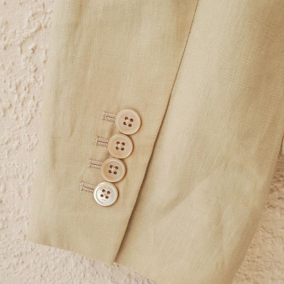 Brooks Brothers Beige 100% Irish Linen Stand Up Collar Single Breasted Blazer 14 - Picture 11 of 11